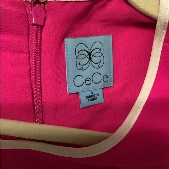 CeCe Hot Pink‎ with white bow Dress size 4 - Picture 4 of 9
